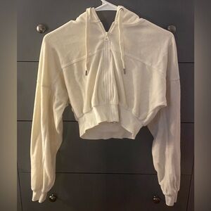 XS Tilly’s RSQ Women’s Off White Velour Zip Up Hoodie